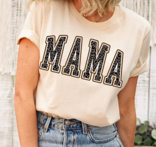 Mama leopard tshirt (ivory)