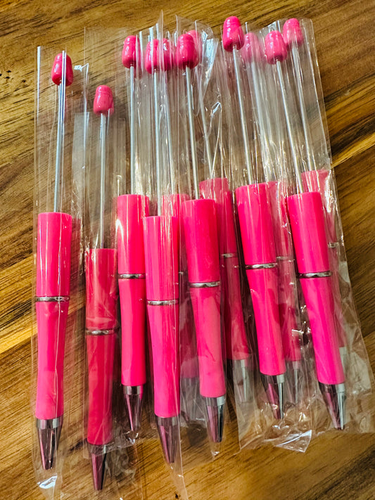 Hot pink plastic pens (wholesale)