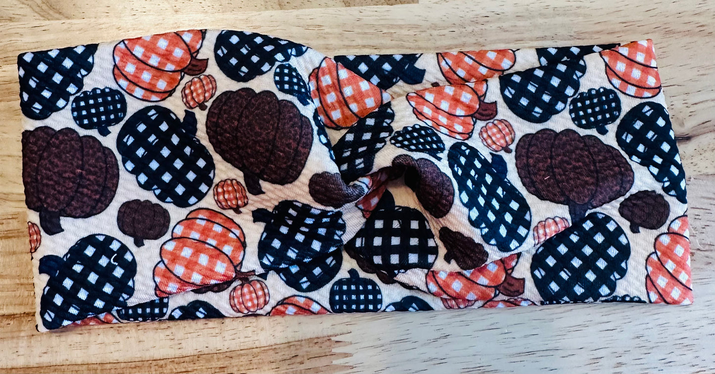 Plaid pumpkins headband