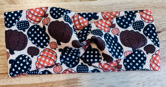 Plaid pumpkins headband