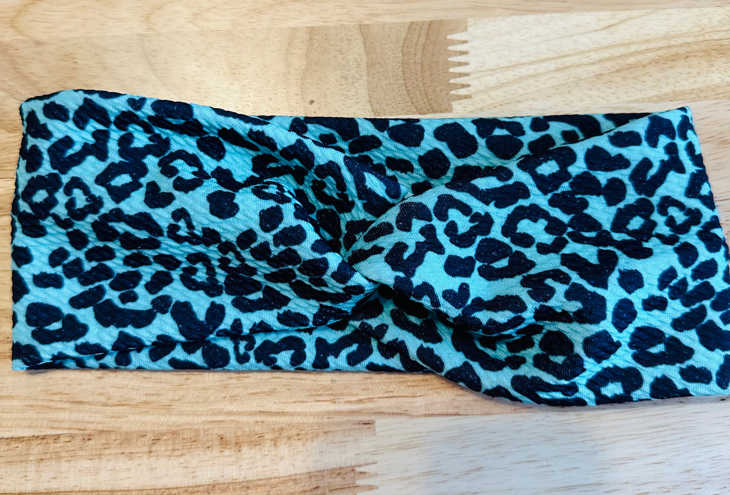 Teal cheetah headband