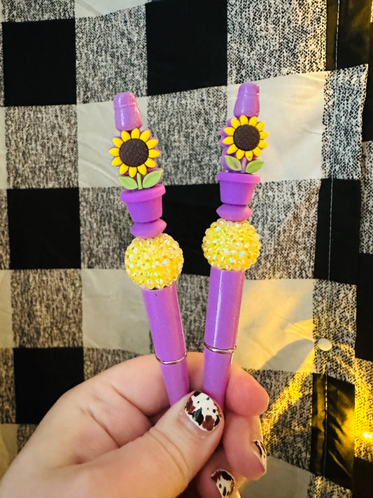 Purple sunflower pen