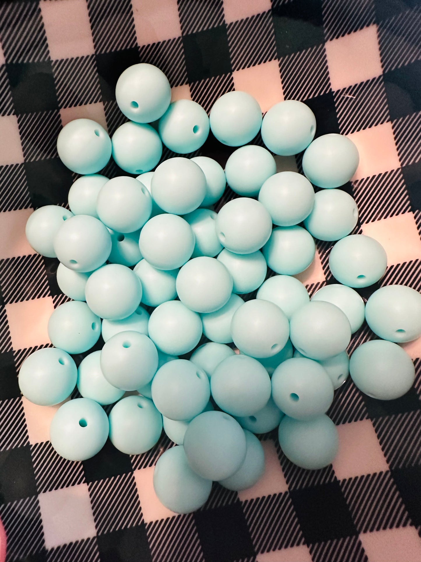 15mm Aqua silicone beads (wholesale) PACK OF 10