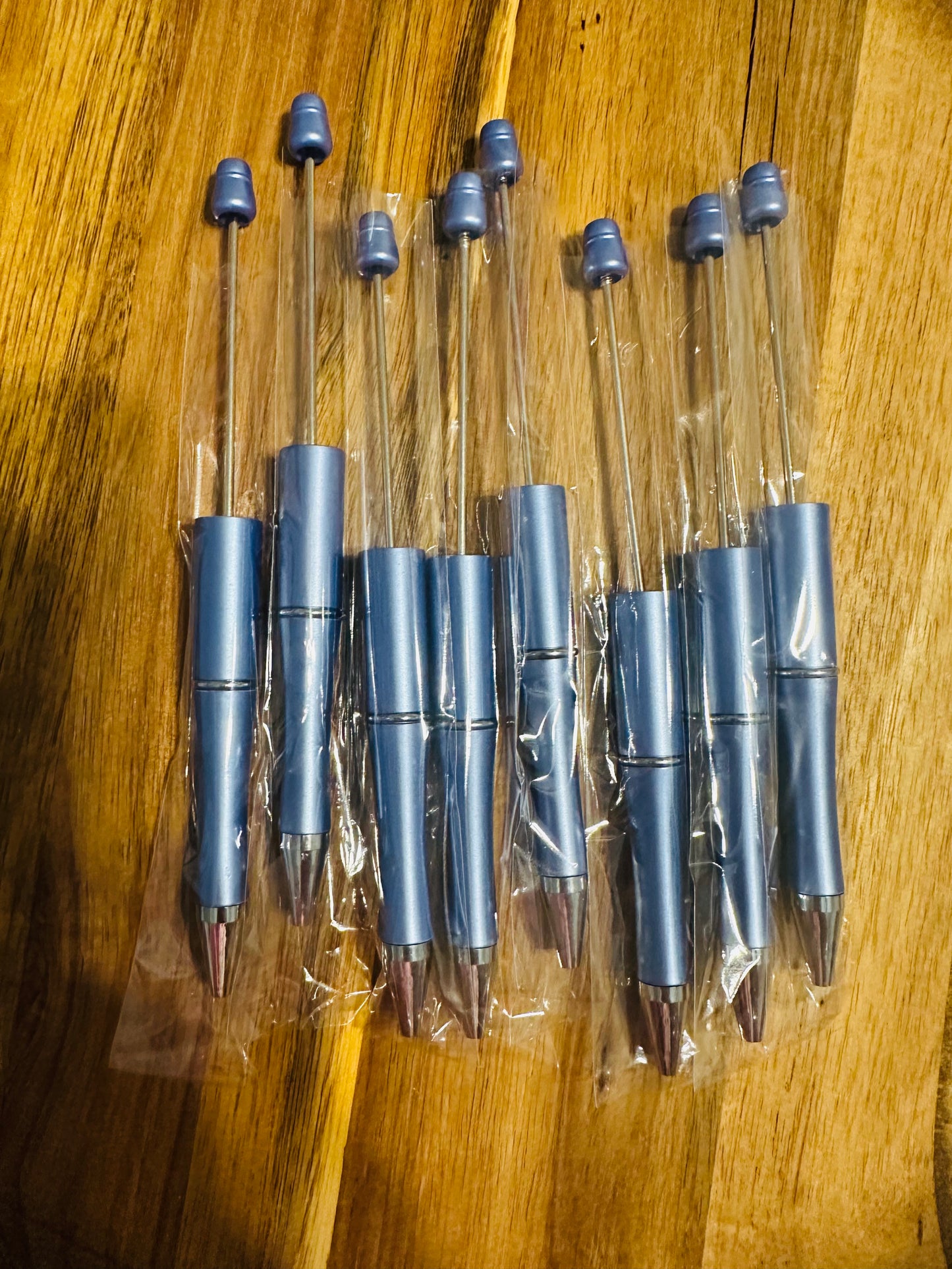 Pearl Blue plastic pens (wholesale)