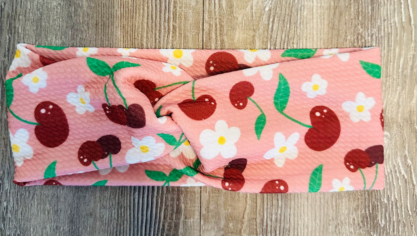 Floral cherry headband