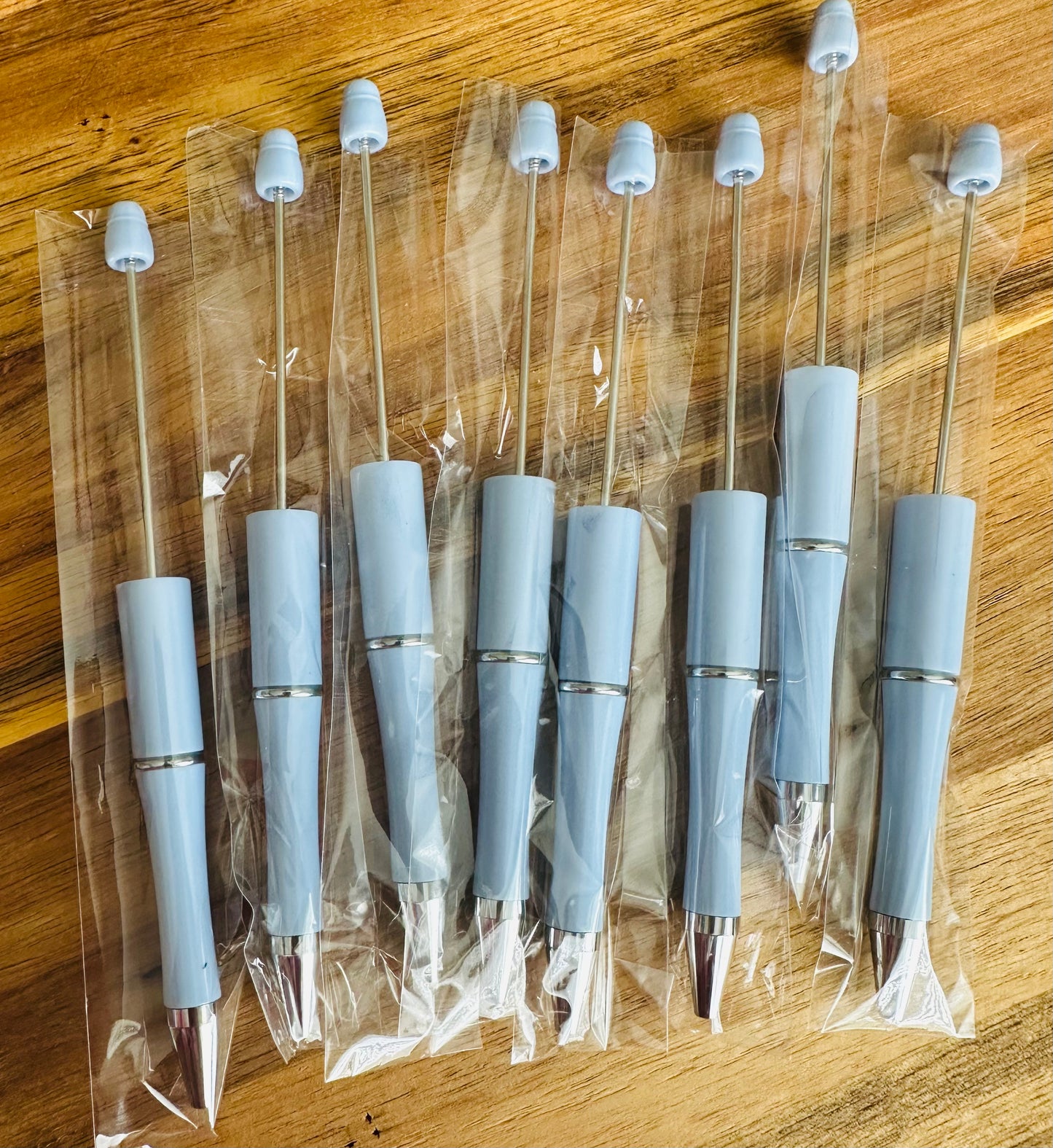 Denim Baby Blue Plastic pens (wholesale)