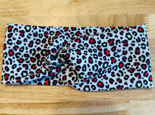 White Christmas cheetah headband