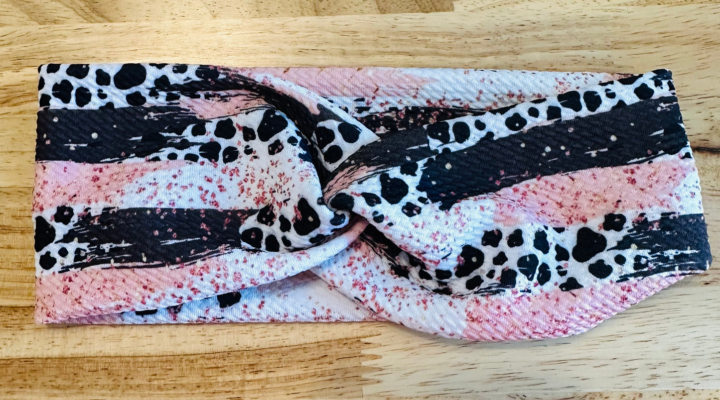 Glitter and cowprint headband