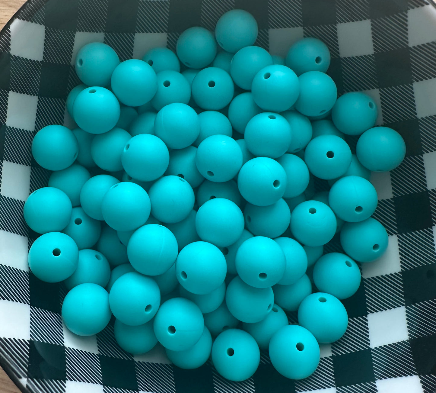 15mm teal silicone beads (wholesale) PACK OF 10