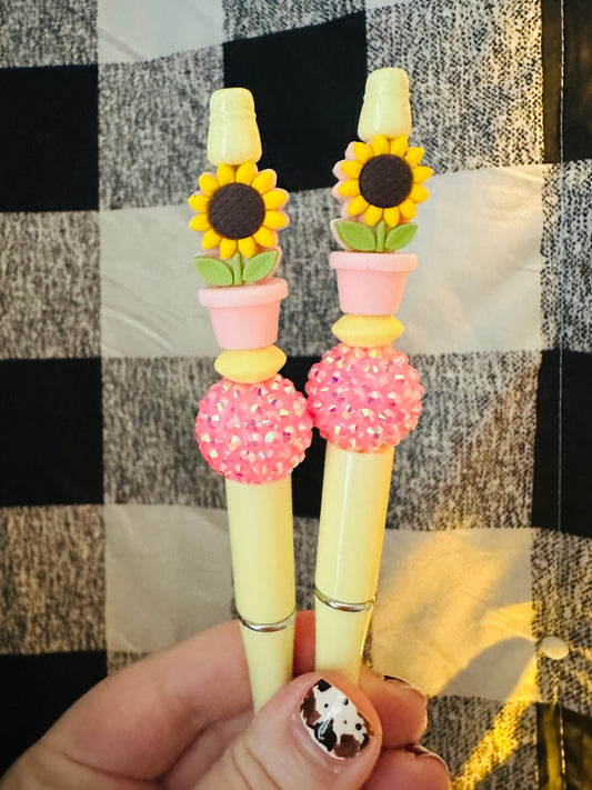 Pink sunflower pen