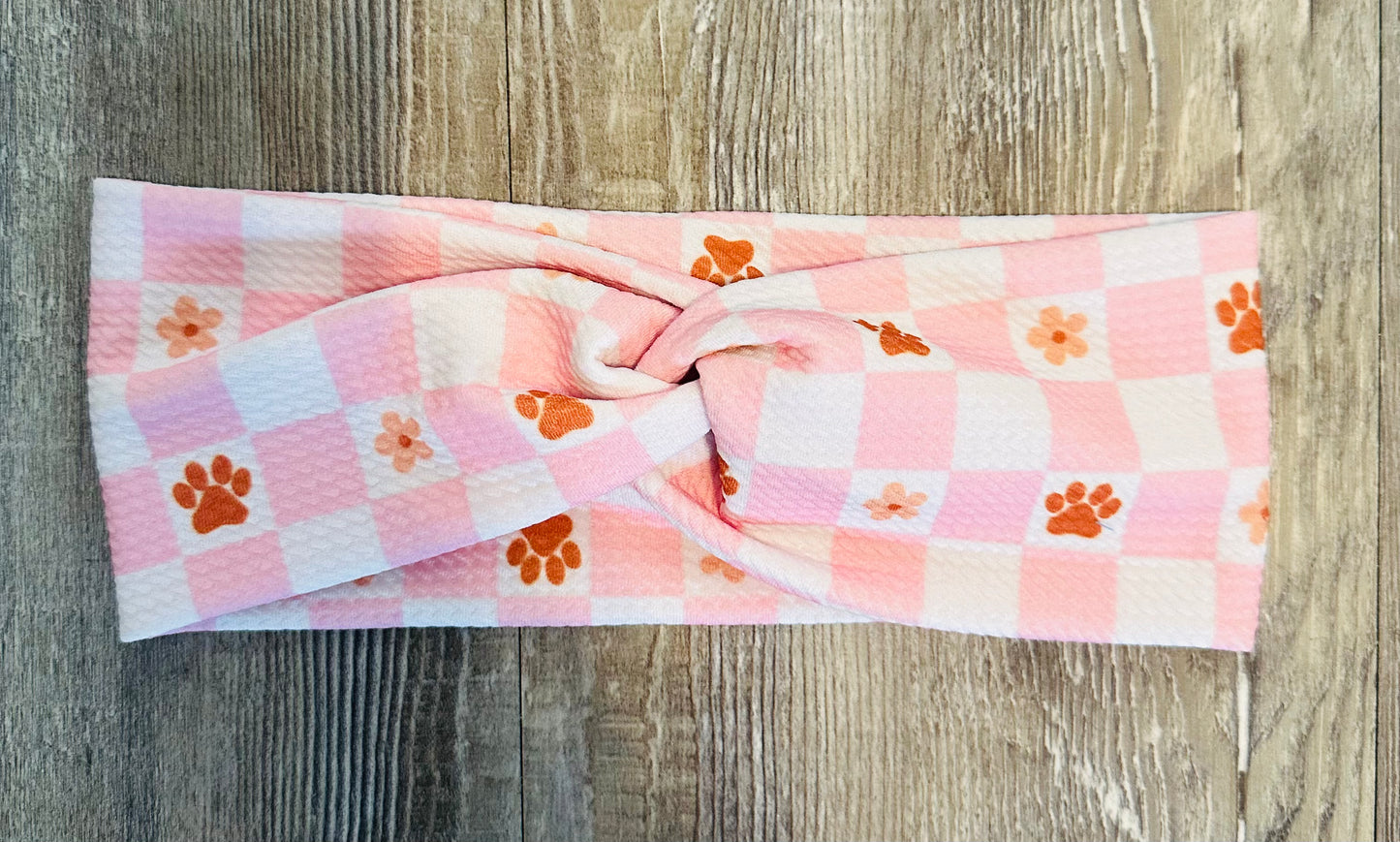 Checkered paw print headband