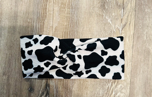 Black and white cowprint headband