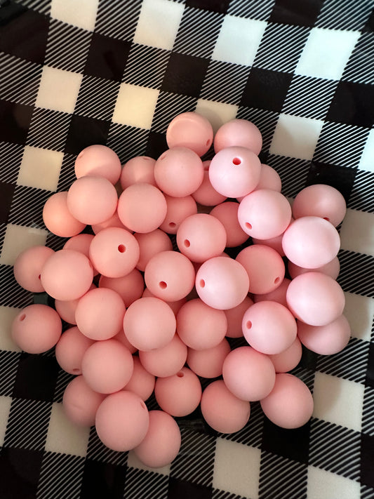 15mm Light pink silicone beads (wholesale) pack of 10