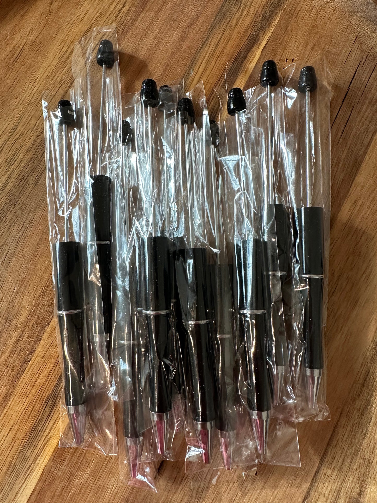 Black sparkly plastic pens (wholesale)