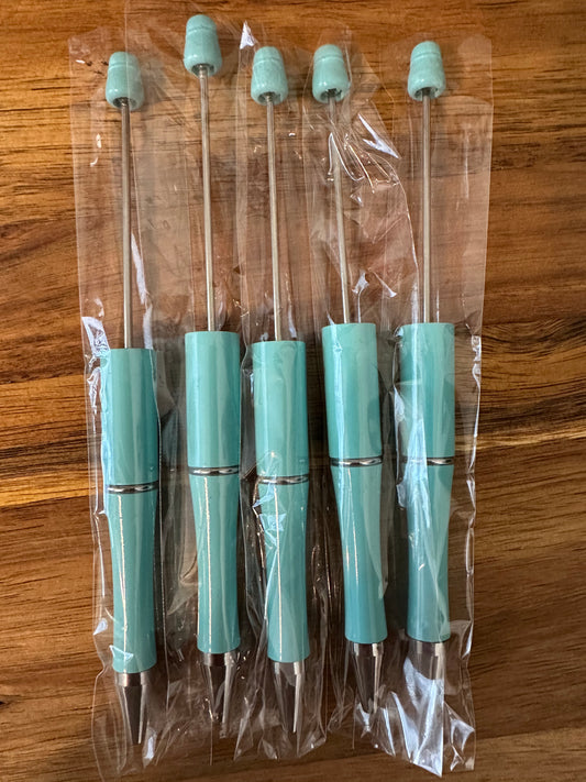 Light turquoise beadable plastic pens (wholesale)